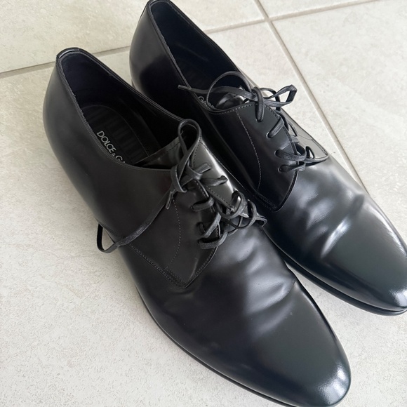 Dolce & Gabbana Black Leather Oxford Dress Shoes – Men’s Size 10, Made in Italy main image 7